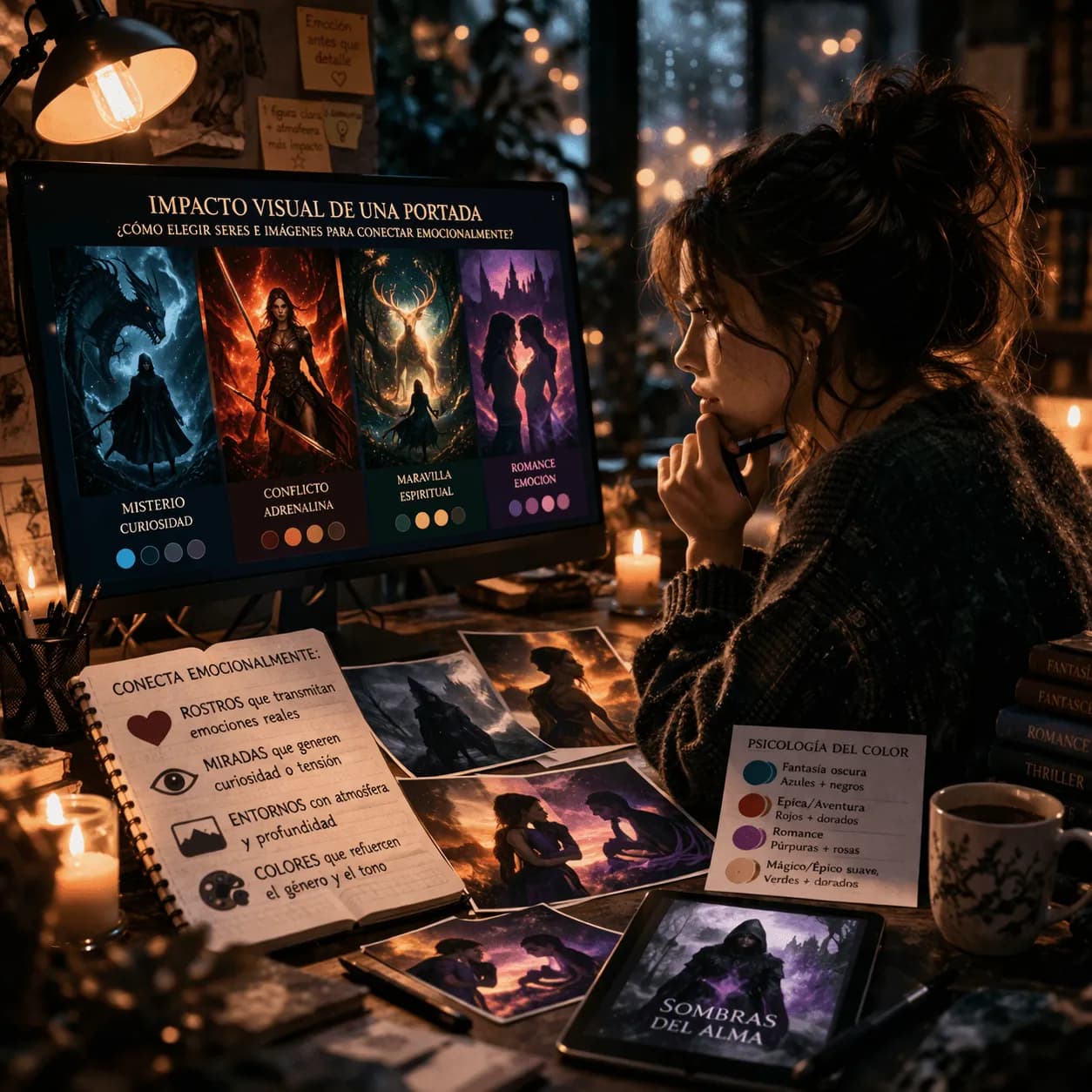 Impacto visual de una portada: ¿Cómo elegir seres e imágenes generadas por IA para conectar con el lector emocionalmente?