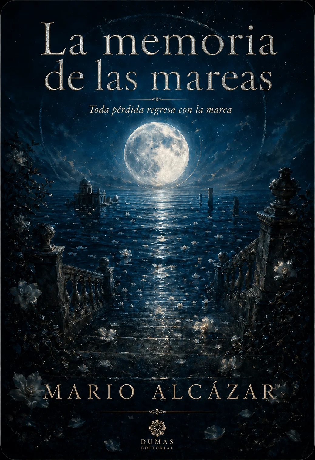 Portada de novela literaria «La memoria de las mareas» de Mario Alcázar diseñada para Amazon KDP