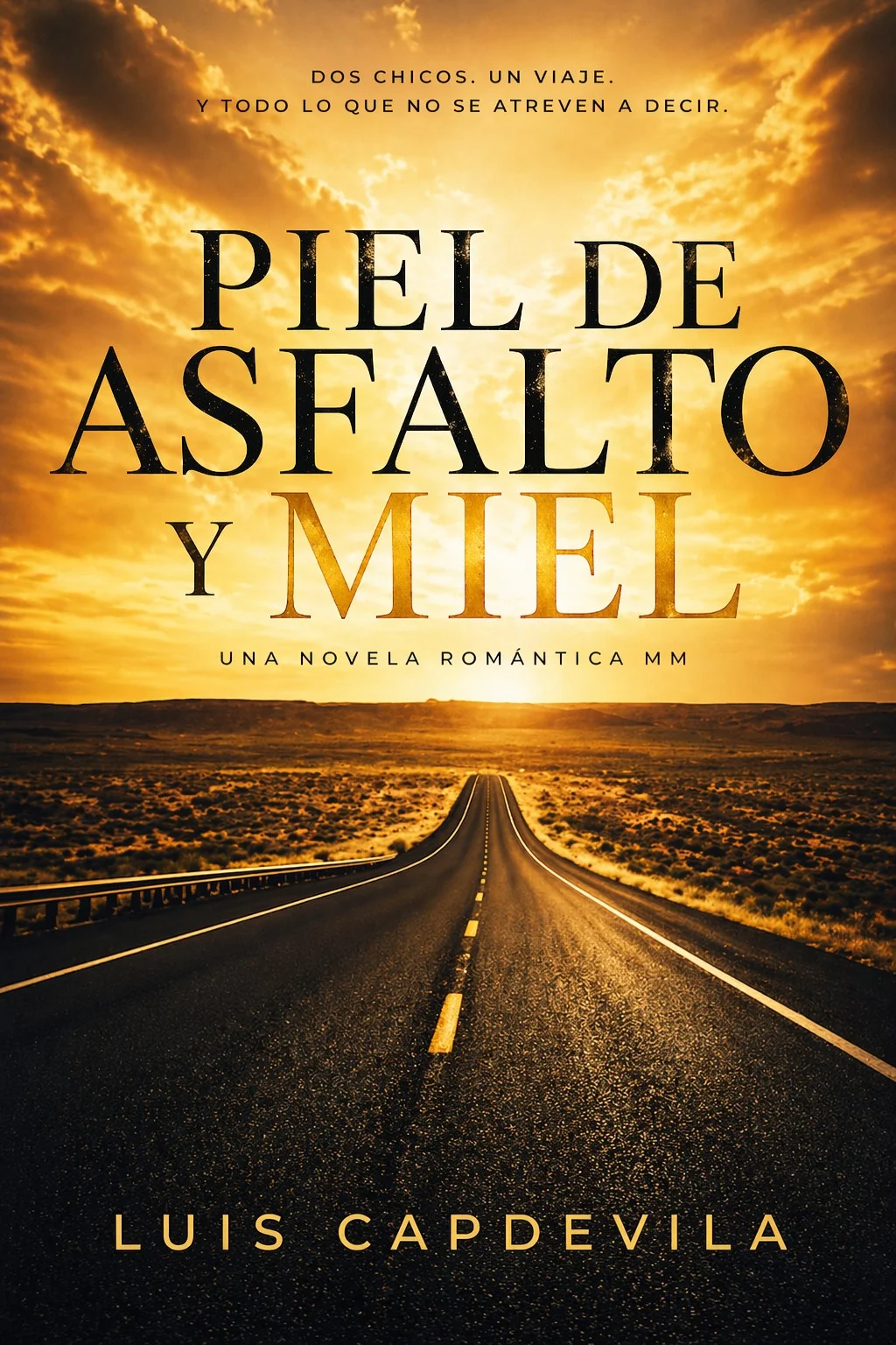 Portada de novela romántica «Piel de asfalto y miel» diseñada para Amazon KDP