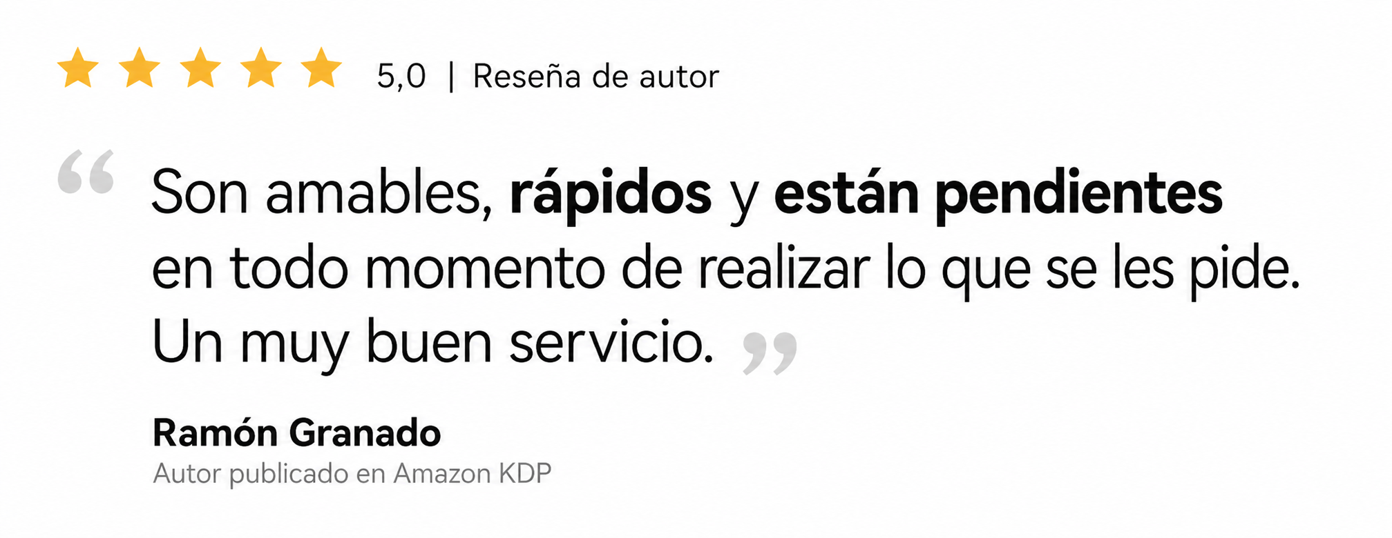 Opinión de Ramón Granado, autor publicado en Amazon KDP — 5 de 5 estrellas
